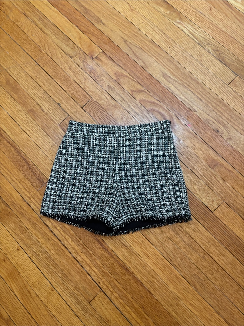 Ann Taylor Black and White Tweed High-Waist Shorts